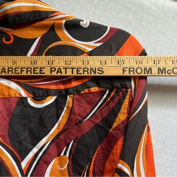 Zara Disco Multicolor Abstract Print Bell Sleeve knot Blouse Sz XS - Picture 2 of 9